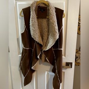 Sherpa suede look vest